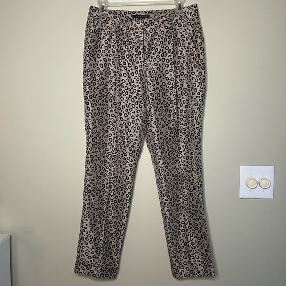 Theory 100% Silk Cheetah Leopard Trouser Pants Cuff Hem 6 - Picture 1 of 14